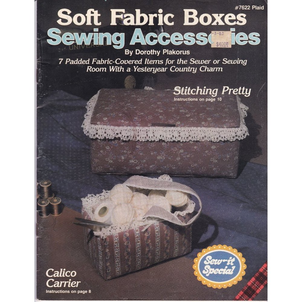 Vintage Craft Patterns, Soft Fabric Boxes 7622, Sewing Accessories Booklet 1983
